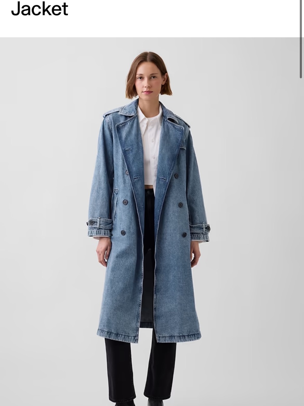 GAP Blue Denim Long Trench Coat